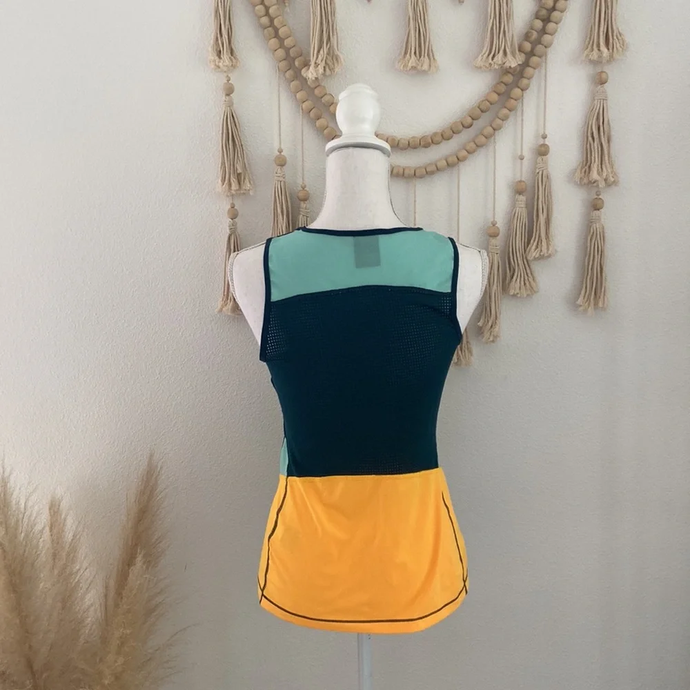Nike hyper cool mesh tank top athletic shirt yellow teal sea foam womens small